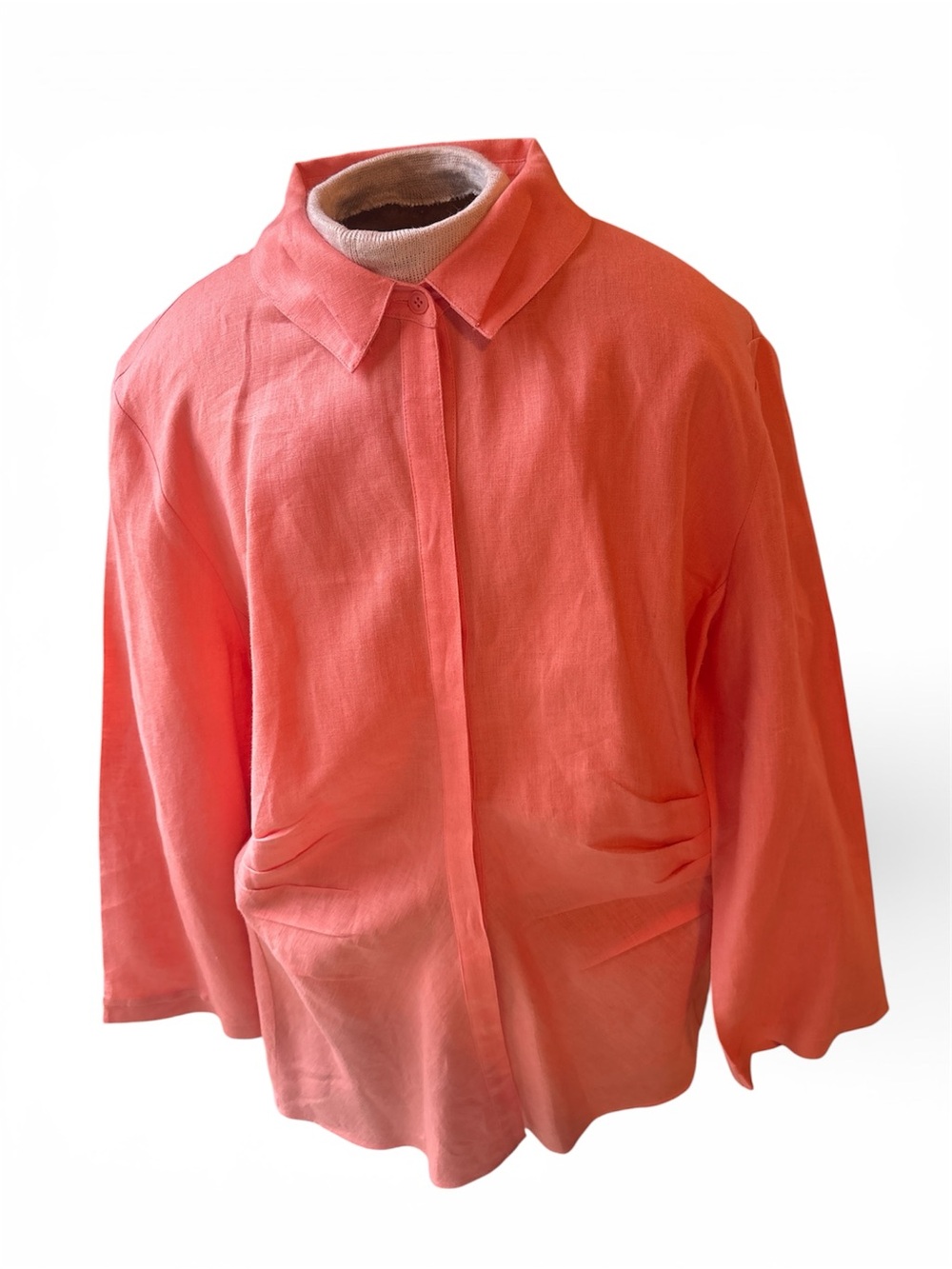 Lafayette 148 New York Coral Lightweight linen blouse